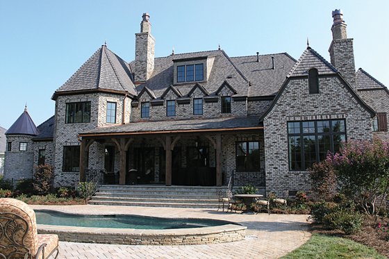 Exterior - Rear Elevation for European House Plan #453-49 - 4 bed, 4.5 bath