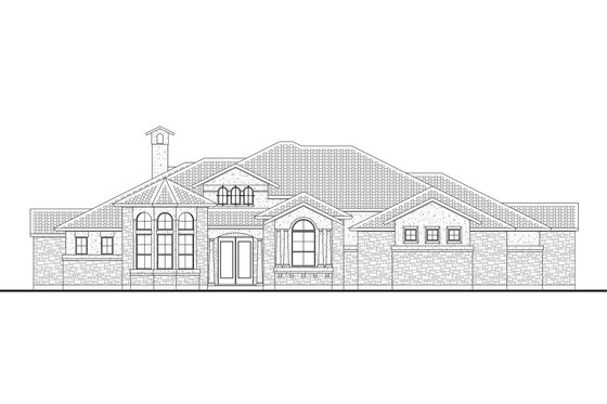 Exterior - Front Elevation 3 for Mediterranean House Plan #80-206 - 4 bed, 3.5 bath
