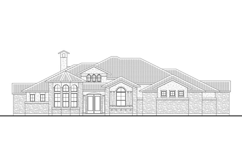 House Blueprint - Exterior - Front Elevation 3 for Mediterranean House Plan #80-206 - 4 bed, 3.5 bath