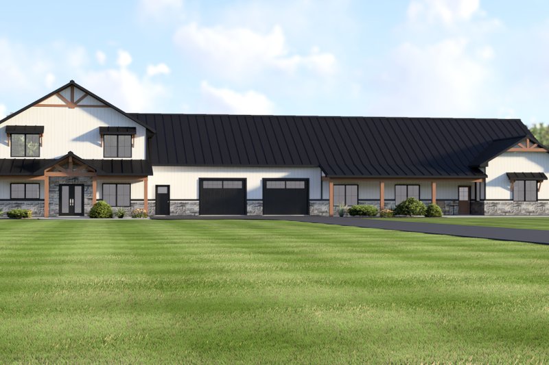 House Blueprint - Exterior - Front Elevation 2 for Barndominium House Plan #1064-451 - 6 bed, 4.5 bath