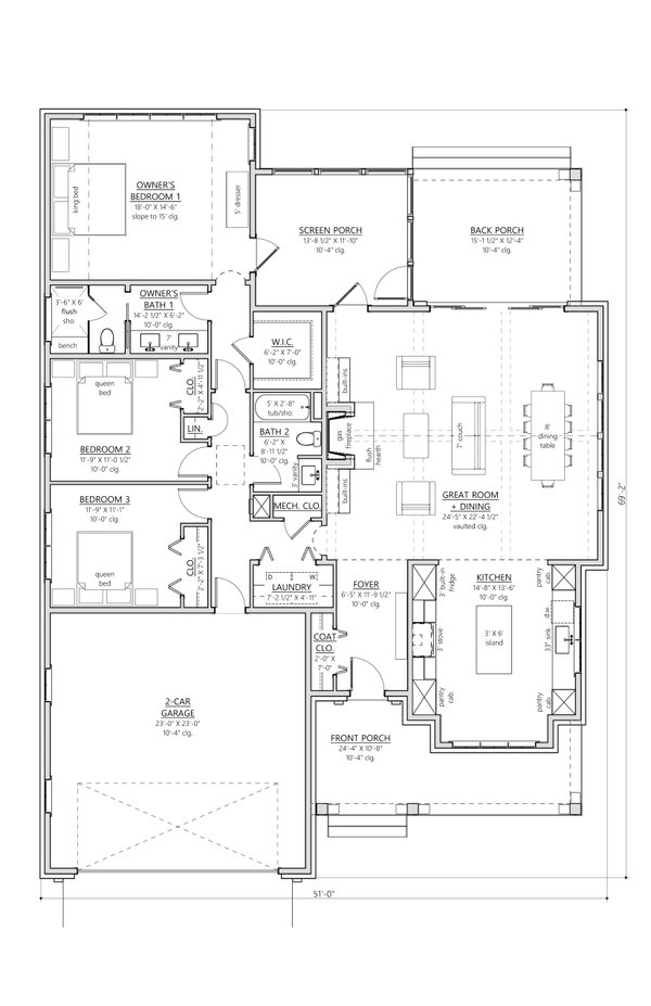 Home Plan - Floor Plan - Main Floor for Farmhouse House Plan #1094-32 - 3 bed, 2 bath