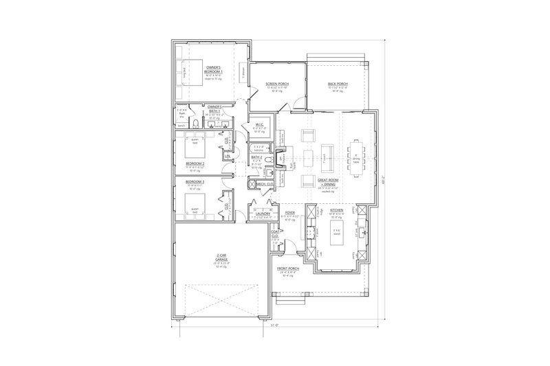 Home Plan - Floor Plan - Main Floor for Farmhouse House Plan #1094-32 - 3 bed, 2 bath