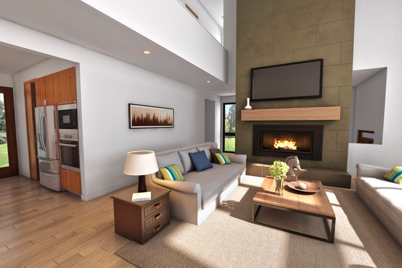House Blueprint - Interior - Family Room 1 for Contemporary House Plan #48-1009 - 3 bed, 2.5 bath