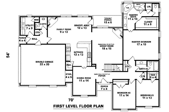 Floor Plan - Main Floor for European House Plan #81-1160 - 3 bed, 2.5 bath
