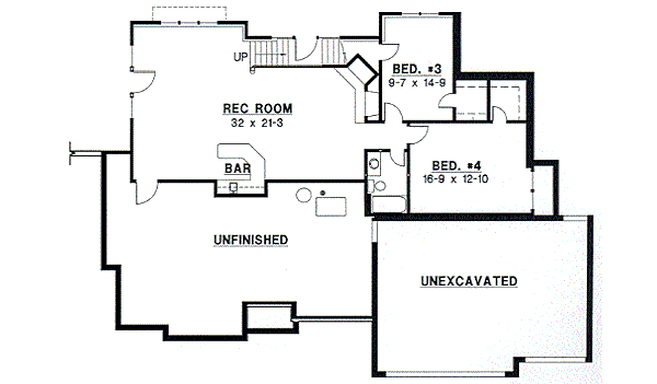 European Floor Plan - Lower Floor Plan #67-365
