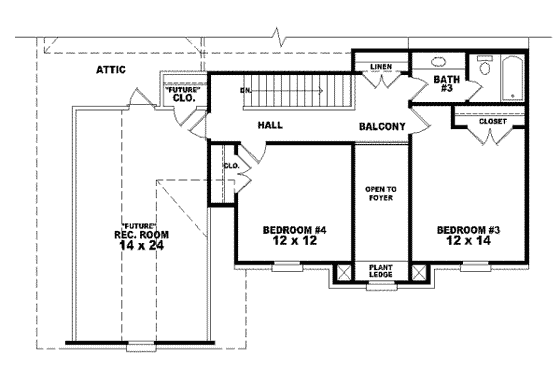 Floor Plan - Upper Floor for European House Plan #81-964 - 3 bed, 3 bath