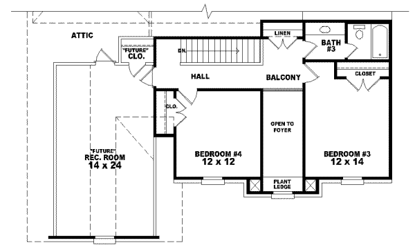 Floor Plan - Upper Floor for European House Plan #81-964 - 3 bed, 3 bath