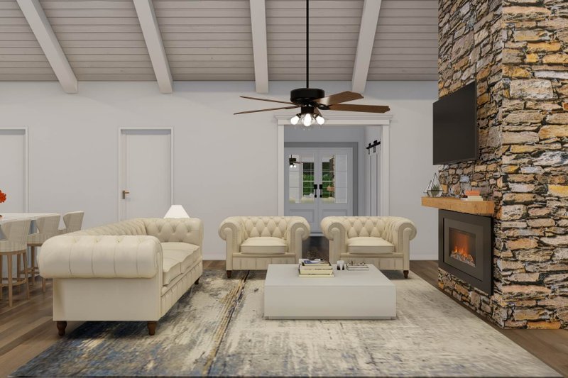 House Design - Interior - Family Room for Farmhouse House Plan #923-386 - 4 bed, 3 bath