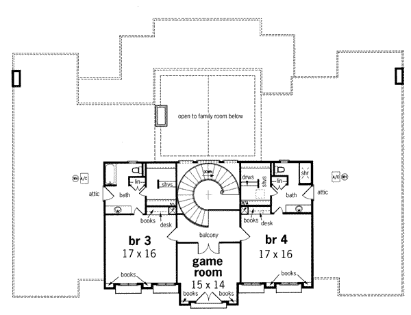 European Floor Plan - Upper Floor Plan #45-180