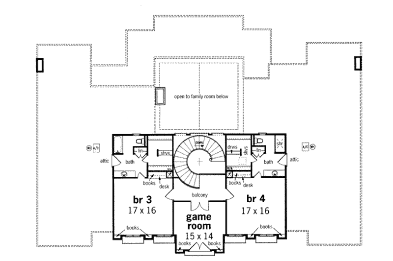 Home Plan - Floor Plan - Upper Floor for European House Plan #45-180 - 4 bed, 6 bath
