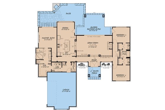Floor Plan - Main Floor for Contemporary House Plan #923-152 - 3 bed, 2.5 bath