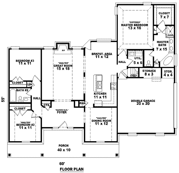 Floor Plan - Main Floor for Southern House Plan #81-917 - 3 bed, 2 bath