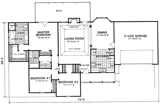 Floor Plan - Main Floor for Traditional House Plan #322-119 - 3 bed, 2 bath