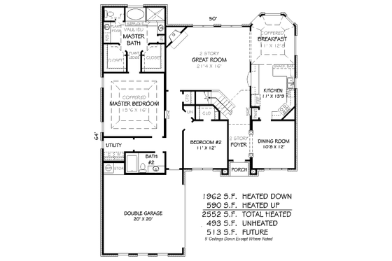 Floor Plan - Main Floor for Traditional House Plan #424-13 - 4 bed, 3 bath