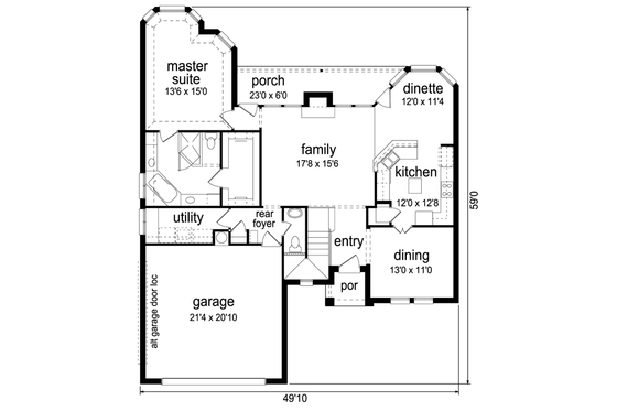 Floor Plan - Main Floor for Traditional House Plan #84-502 - 3 bed, 2.5 bath