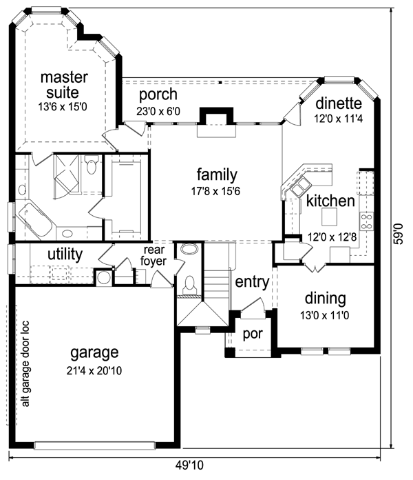 House Plan Design - Traditional Floor Plan - Main Floor Plan #84-502