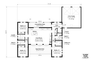 Floor Plan - Main Floor for Farmhouse House Plan #933-18 - 3 bed, 2 bath