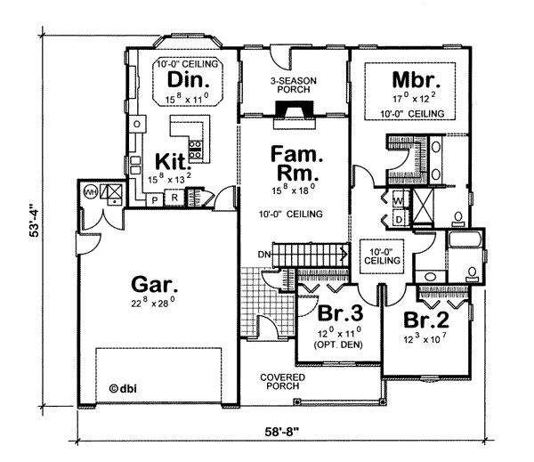 House Design - Ranch Floor Plan - Main Floor Plan #20-158
