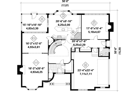 Floor Plan - Main Floor for Victorian House Plan #25-4775 - 3 bed, 2 bath