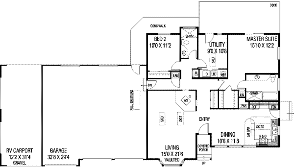 House Design - Ranch Floor Plan - Main Floor Plan #60-132