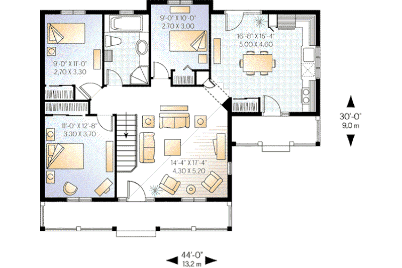 House Plan Design - Floor Plan - Main Floor for Cottage House Plan #23-320 - 3 bed, 1 bath