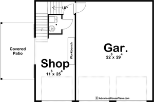 Floor Plan - Main Floor for Farmhouse House Plan #455-307 - 1 bed, 1 bath