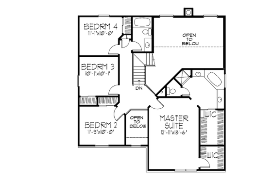 Floor Plan - Upper Floor for Traditional House Plan #320-471 - 4 bed, 2.5 bath