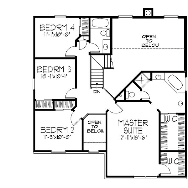 House Design - Traditional Floor Plan - Upper Floor Plan #320-471