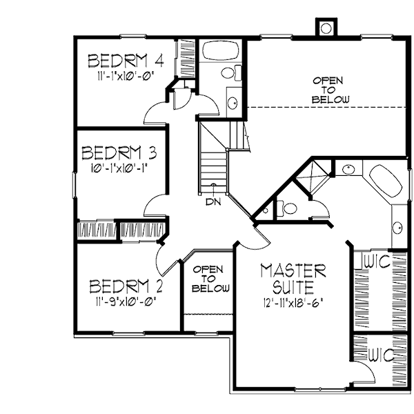 Architectural House Design - Traditional Floor Plan - Upper Floor Plan #320-471
