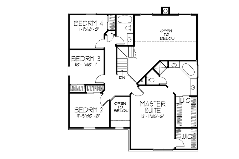 Architectural House Design - Floor Plan - Upper Floor for Traditional House Plan #320-471 - 4 bed, 2.5 bath
