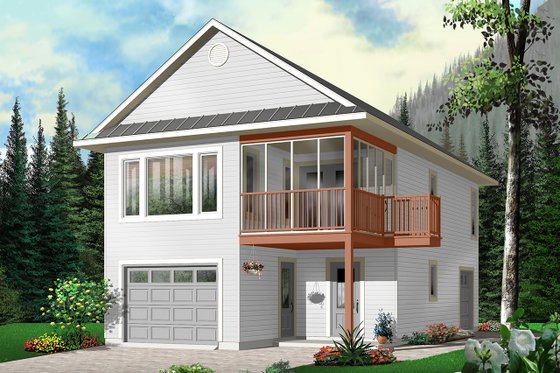 Exterior - Front Elevation 3 for Traditional House Plan #23-442 - 2 bed, 1.5 bath