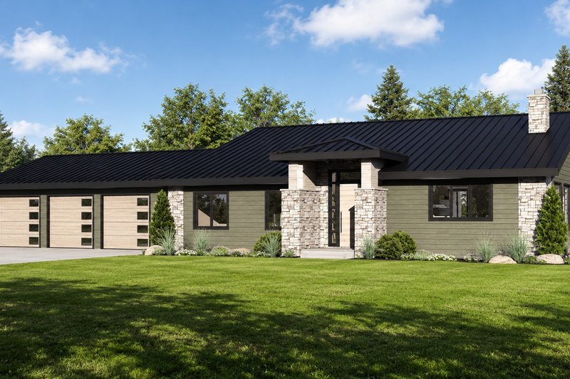 House Blueprint - Exterior - Front Elevation 3 for Modern House Plan #1064-503 - 3 bed, 3 bath