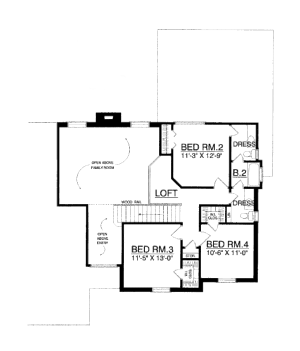 House Blueprint - European Floor Plan - Upper Floor Plan #40-435
