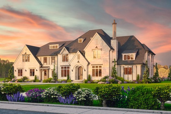 Exterior - Front Elevation 3 for European House Plan #54-696 - 5 bed, 5 bath