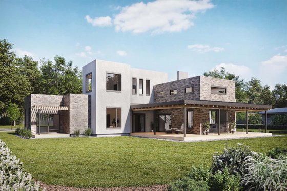 Exterior - Front Elevation for Modern House Plan #924-23 - 4 bed, 3.5 bath
