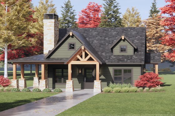 Exterior - Front Elevation 6 for Craftsman House Plan #1096-154 - 2 bed, 2 bath