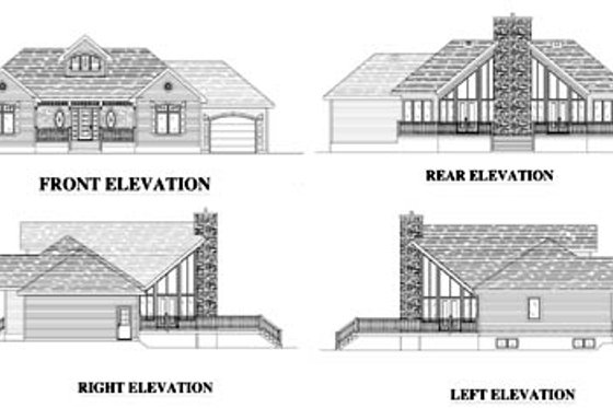 Exterior - Rear Elevation for Contemporary House Plan #138-223 - 3 bed, 2 bath