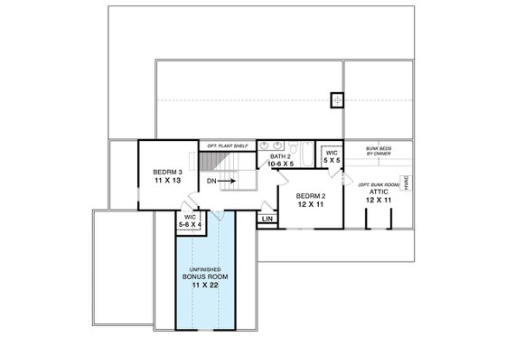 Floor Plan - Upper Floor for Farmhouse House Plan #119-444 - 3 bed, 2.5 bath