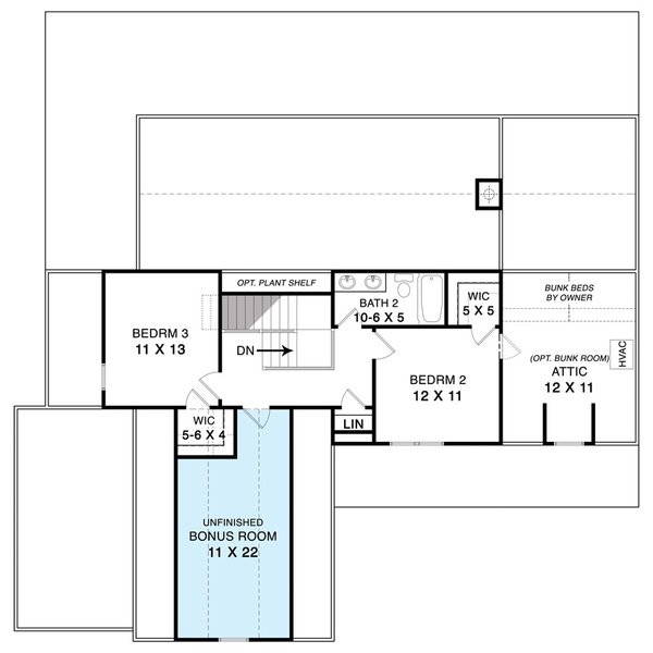 Farmhouse Floor Plan - Upper Floor Plan #119-444