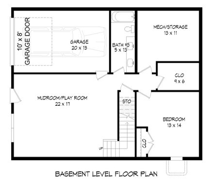 Floor Plan - Lower Floor for Traditional House Plan #932-478 - 3 bed, 2.5 bath