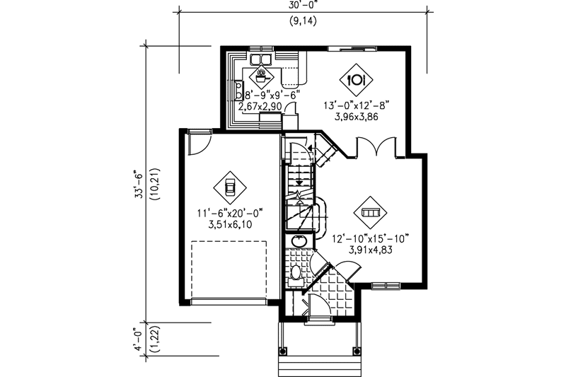 Dream House Plan - Floor Plan - Main Floor for Traditional House Plan #25-235 - 3 bed, 1.5 bath