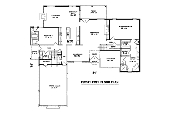 Floor Plan - Main Floor for European House Plan #81-1623 - 4 bed, 3.5 bath