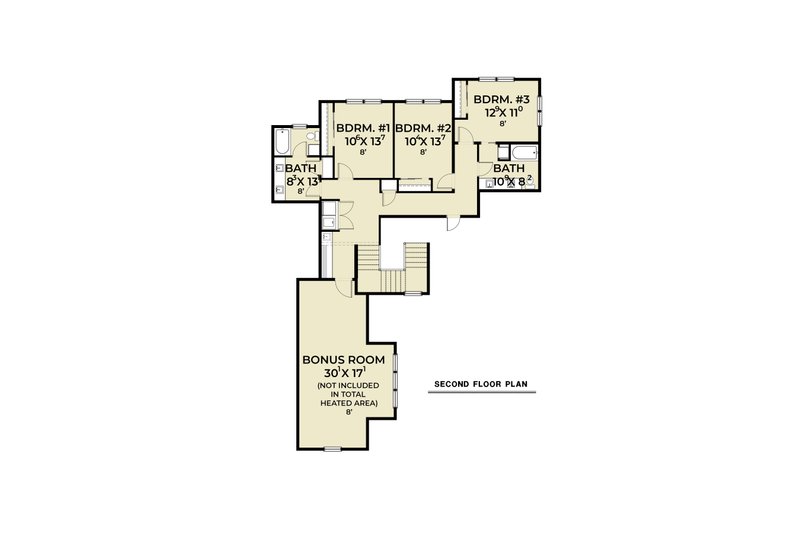 House Design - Floor Plan - Upper Floor for Farmhouse House Plan #1070-234 - 4 bed, 3.5 bath