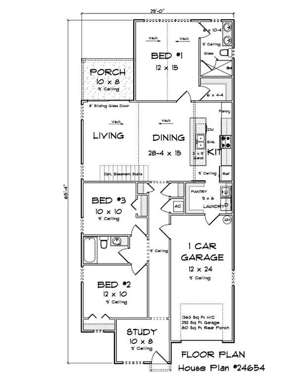House Blueprint - Floor Plan - Main Floor for Cottage House Plan #513-2447 - 3 bed, 2 bath