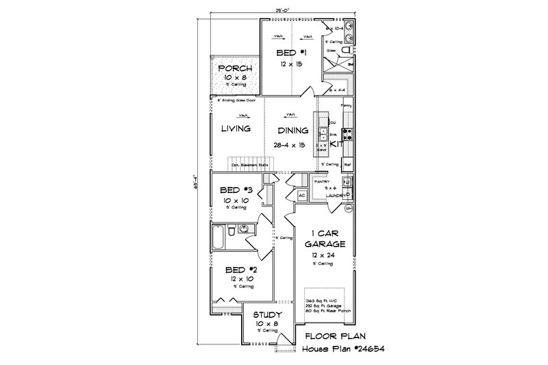 House Blueprint - Floor Plan - Main Floor for Cottage House Plan #513-2447 - 3 bed, 2 bath