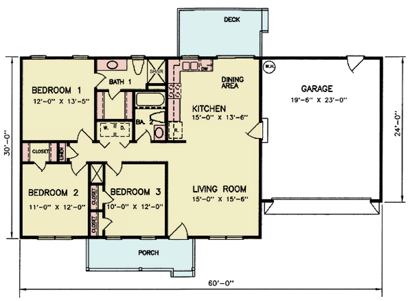 House Blueprint - Ranch Floor Plan - Main Floor Plan #54-602