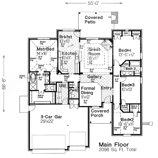 Architectural House Design - Traditional Floor Plan - Main Floor Plan #310-690