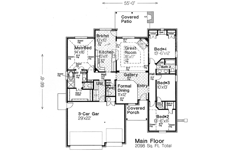 Dream House Plan - Floor Plan - Main Floor for Traditional House Plan #310-690 - 4 bed, 2.5 bath