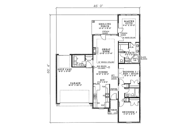 Architectural House Design - Floor Plan - Main Floor for Traditional House Plan #17-186 - 3 bed, 2 bath