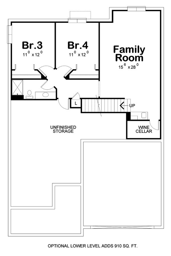 Dream House Plan - Cottage Floor Plan - Lower Floor Plan #20-2413
